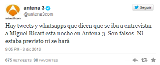 Antena 3 denuncia la calumnia creada en su contra en las redes sociales