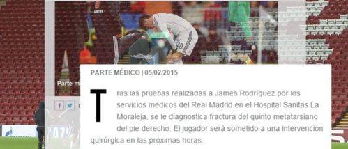 James Rodríguez, dos meses y Ramos, tres semanas de baja