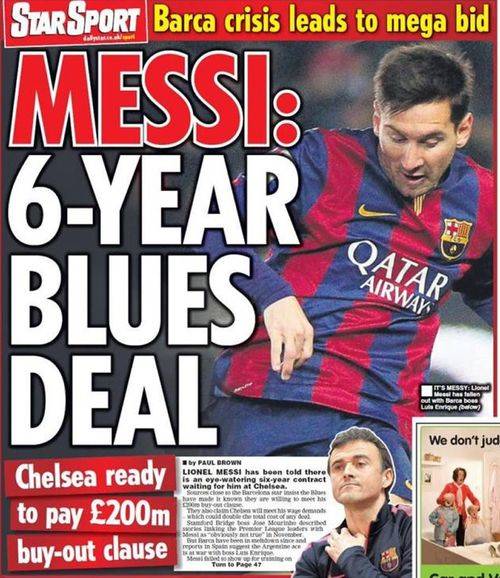 Oferta millonaria del Chelsea a Messi según el Daily Star
