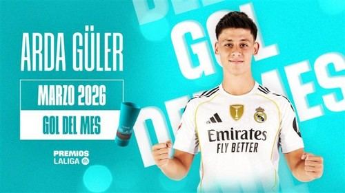 Arda Güler recibe el premio al Mejor Gol de LALIGA EA SPORTS en marzo