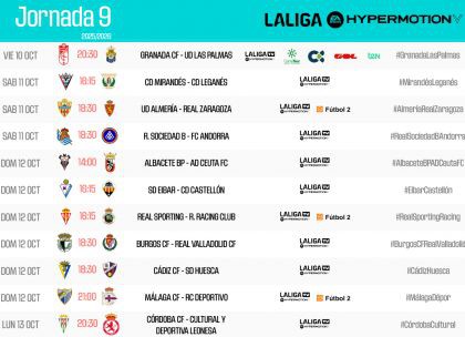 LALIGA anuncia los horarios de la jornada 9 de la temporada 2025/26