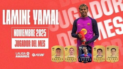 Lamine Yamal es nombrado Jugador del Mes en LaLiga EA Sports